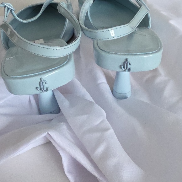 NIB JIMMY CHOO | Didi 45 patent leather slingback pumps HEELS Ice Blue SZ 38 - Picture 5 of 8